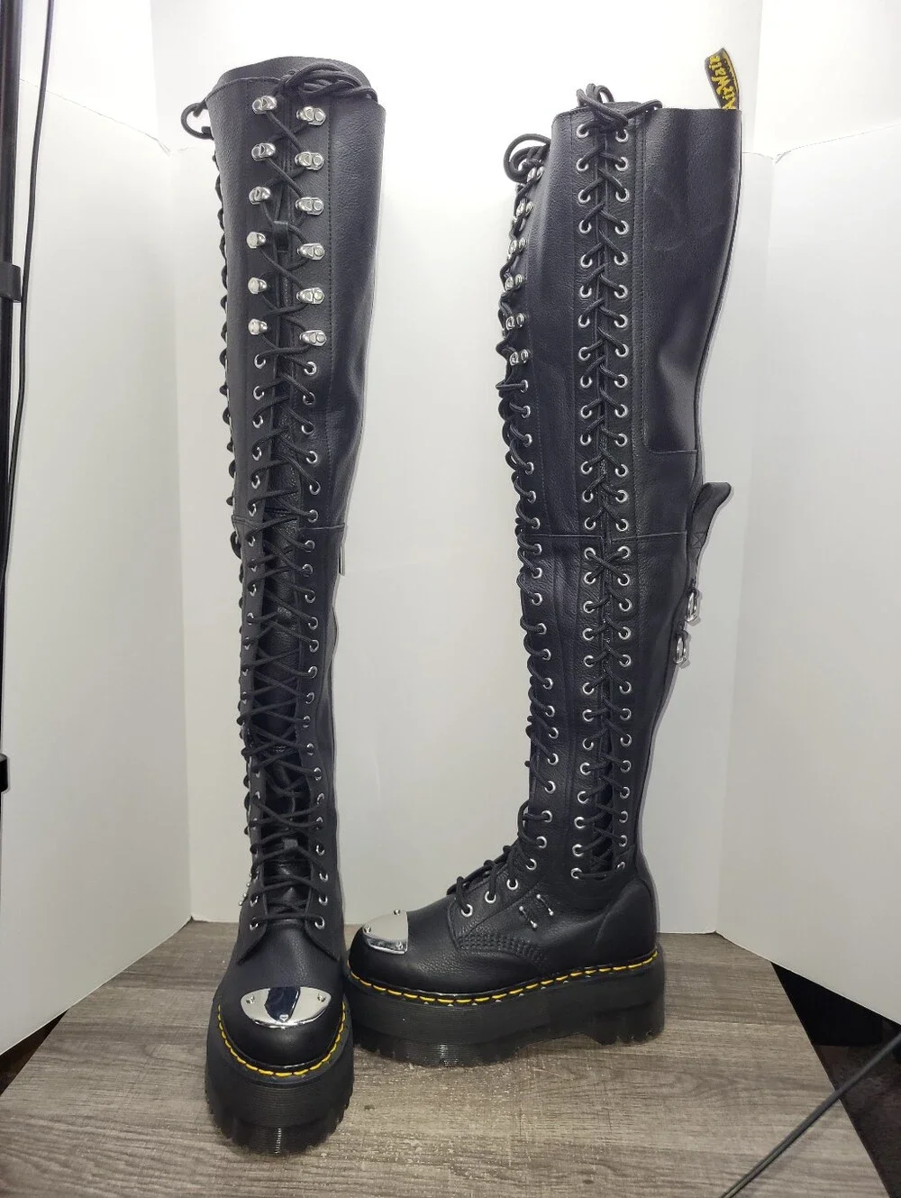 DR. MARTENS 28 EYE XTRM MAX OVER THE KNEE PLATFORM BOOTS WOMEN US 6/ EUR 37 NEW